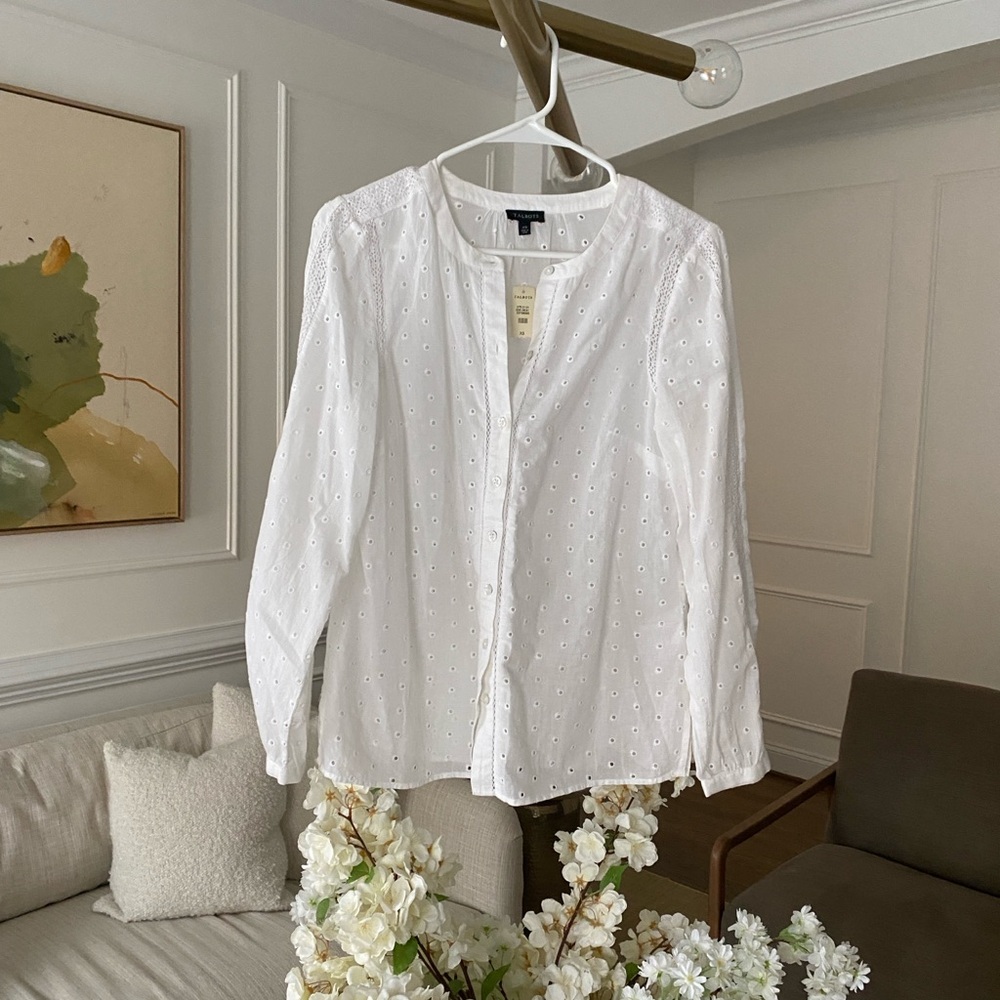NWT Talbots White Eyelet Blouse XS